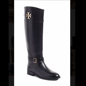 Tory Burch black knee high riding boots